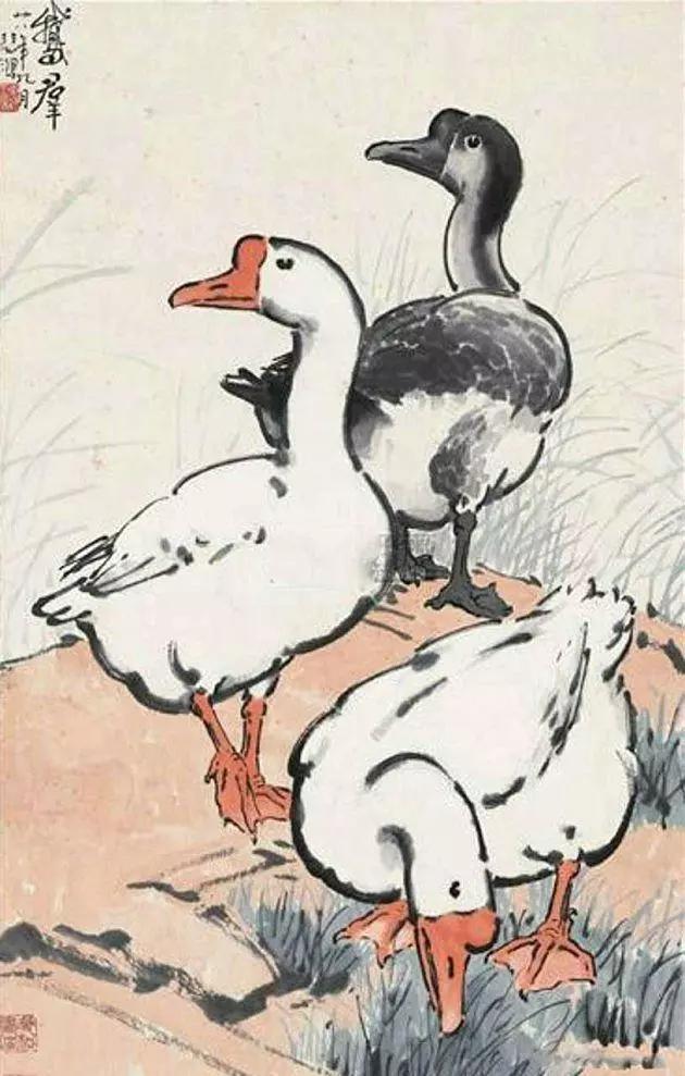 写意鹅国画图片,朱雪娥国画100幅