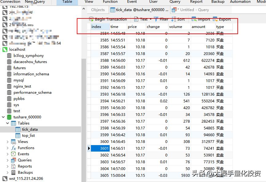 Python量化交易,绝对干货!Tushare将股票行情存入Mysql数据库