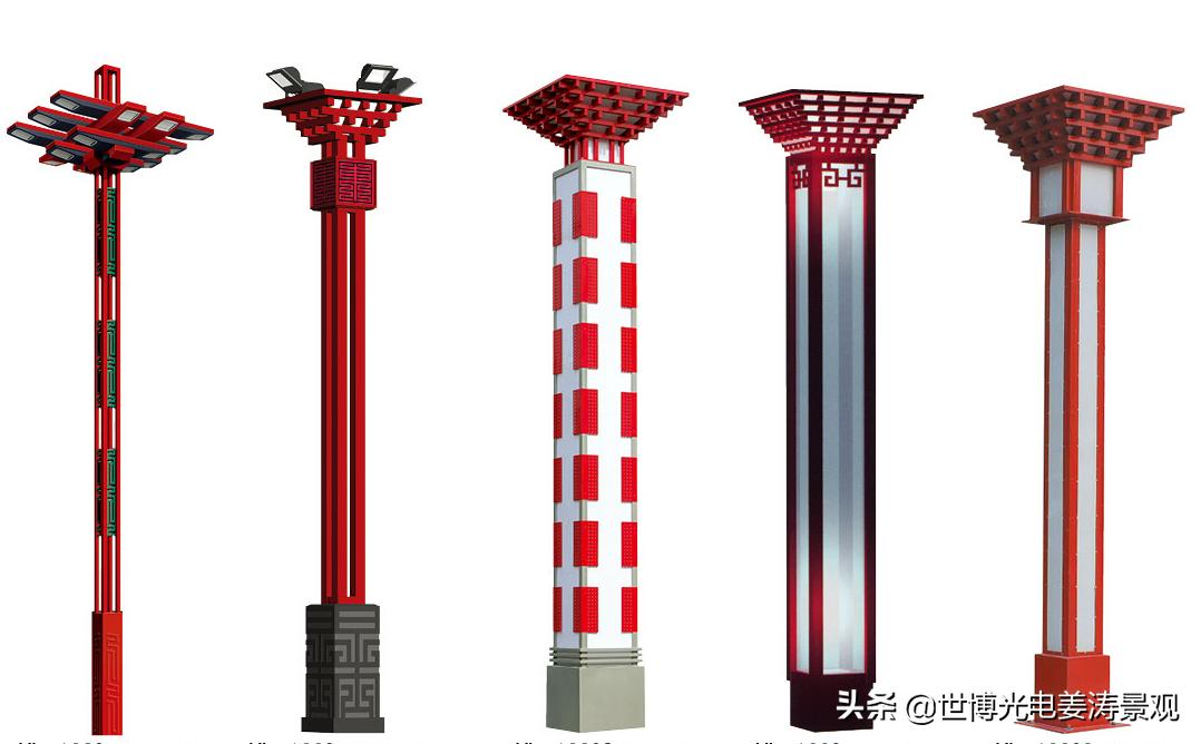 红色文化广场路灯设计,3.5米高庭院灯景观灯成都