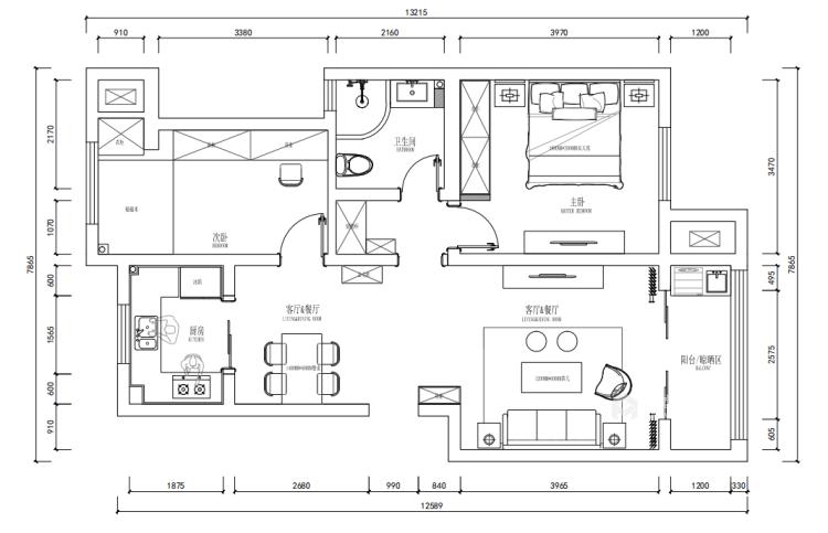 轻法式温馨少女感80平一室大开间,85平米现代简约轻奢风格