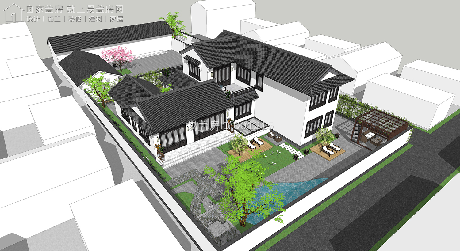 带地下室的二层农村小院别墅,简单大气带庭院的二层乡下房屋