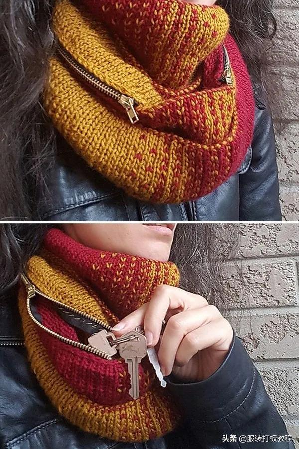 针织圆形口袋视频教程,针织开衫口袋怎么织