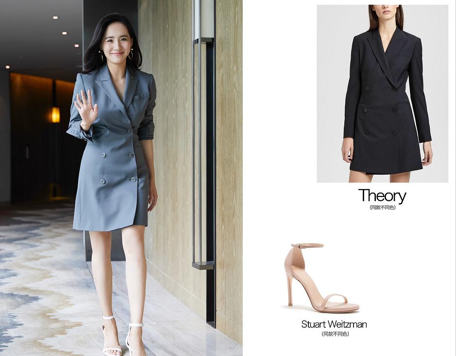 王智“夹腿坐”真养眼，一袭西装短裙真空上阵，当妈后女人味好足