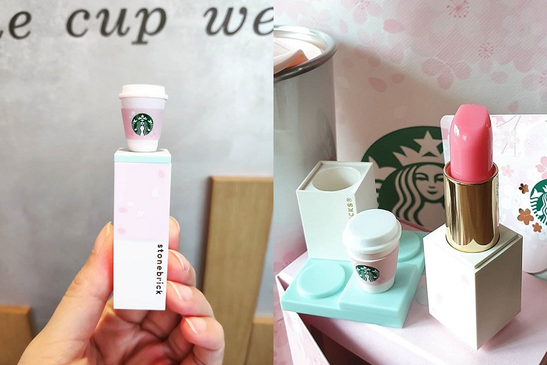 星巴克樱花积木唇膏,星巴克唇膏口红