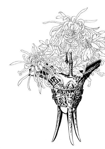 中国画菊花作品集锦,菊花花瓣白描的详细步骤