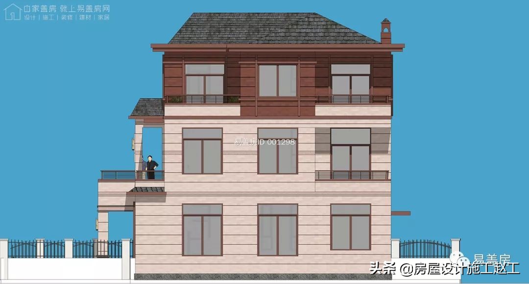 农村自建二层法式风格别墅,两层田园风格别墅自建房