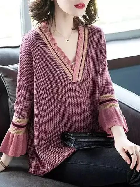 秋天穿针织衫高腰裤好看吗,秋天穿哈伦裤搭配什么上衣