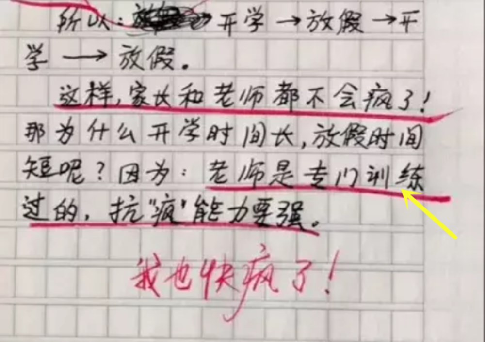 小学生作文火了老师无奈给满分,小学生搞笑作文笑得老师气疯了