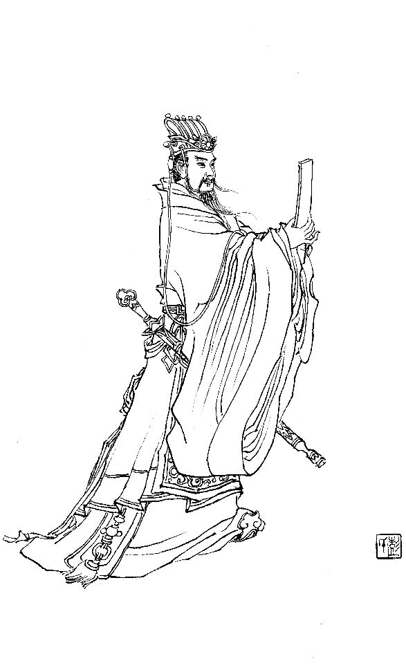 彭连熙工笔白描人物作品,工笔戏曲净角人物白描底稿