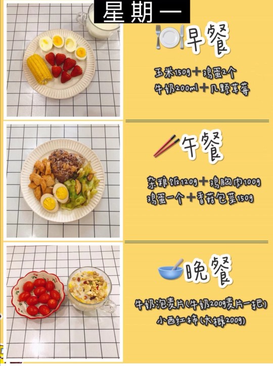 一周健康减肥餐食谱表,一周健康减脂食谱