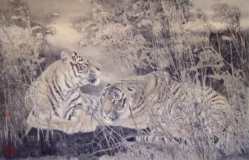 他笔下的虎充满了人的柔情与善意