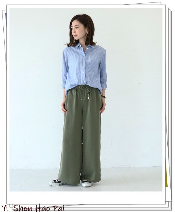 夏天绿色短袖阔腿裤套装配的凉鞋,黑色阔腿裤配绿色碎花上衣好看吗