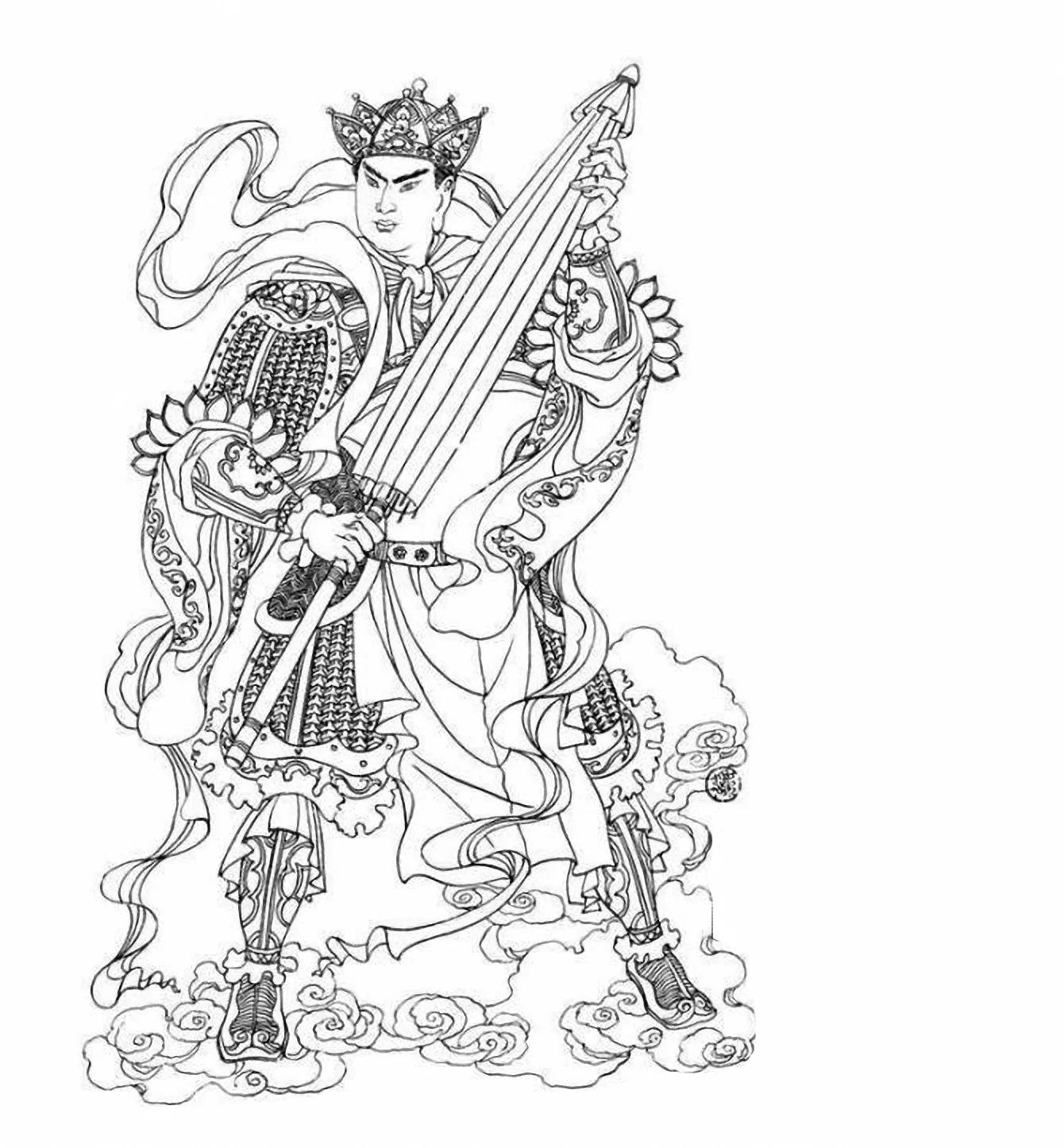 图谱神话人物工笔画白描,国画工笔人物白描图片大全大图