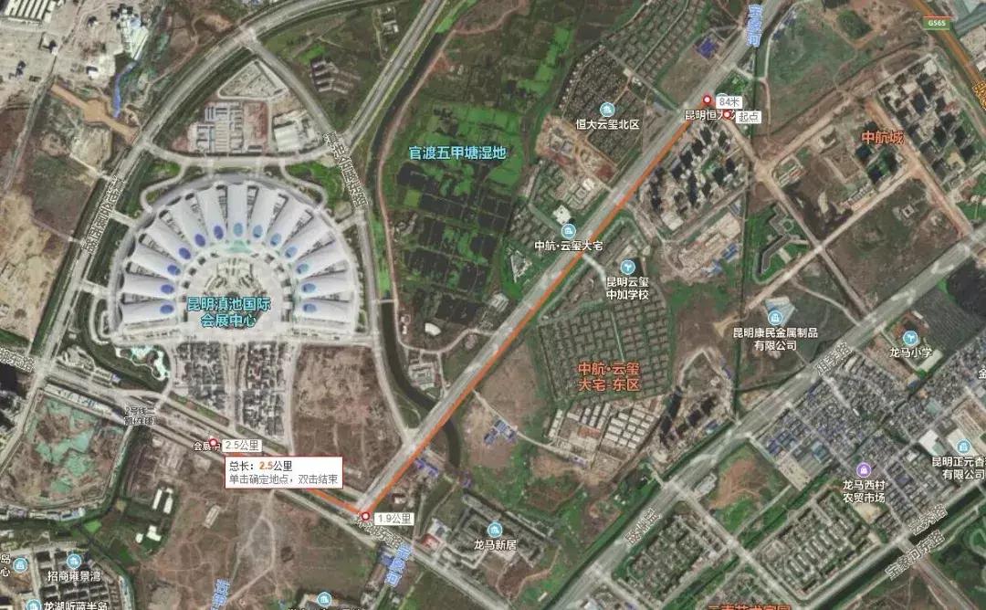 恒大玖珑湾离滇池距离多远,昆明恒大玖珑湾到滇池