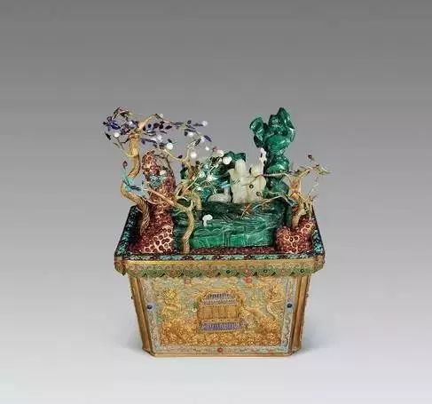 故宫里的玉石盆景,故宫景泰蓝盆景欣赏