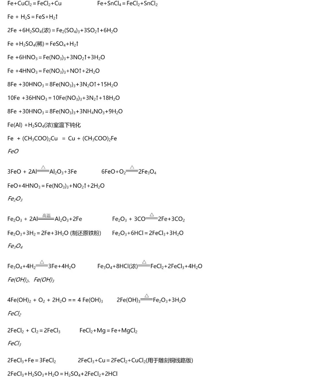 高中化学氯气方程式总结,高中化学所有方程式大全