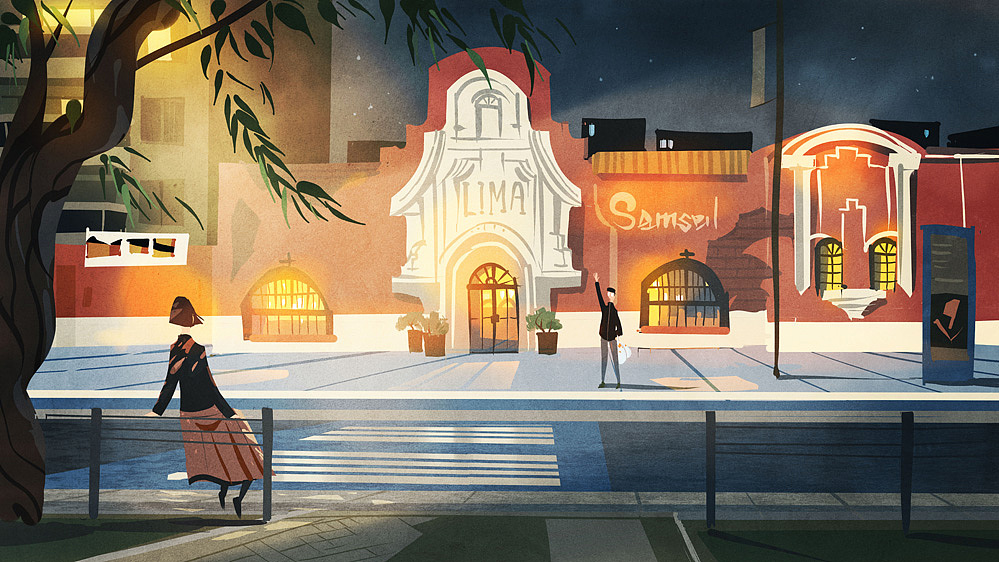 两个人的旅行,两个人的插画