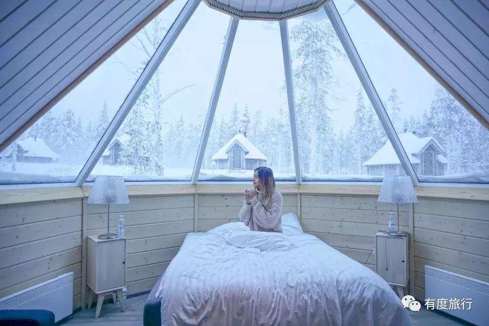 芬兰极光玻璃屋高清大图,芬兰玻璃屋极光横屏