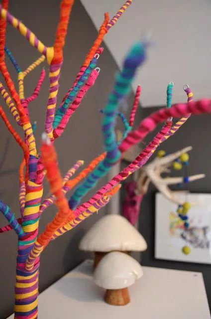 100种创意树枝,幼儿园手工装扮树枝