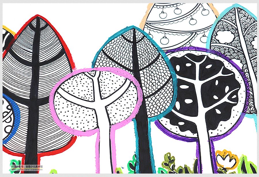 儿童画漂亮的森林,创意儿童画教程美丽的银杏树叶