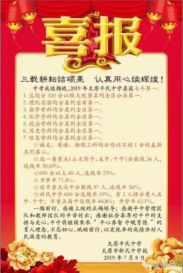 太原初中喜报怎么样,太原近三十所初中的中考成绩