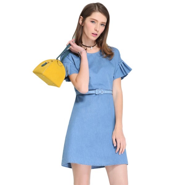 牛仔马甲牛仔连衣裙小个子,牛仔连衣裙前排纽扣