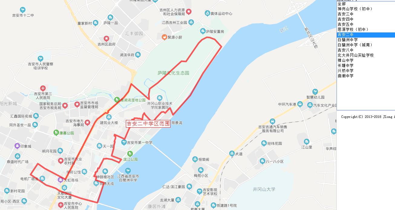吉州区学区划分图,2022年吉州区初中学区范围划分