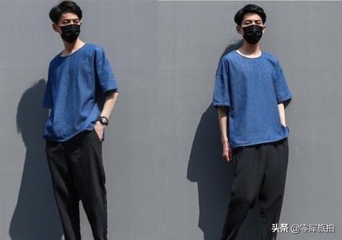 夏季哈伦裤男oversize,黑色哈伦裤搭配蓝色t恤学生党