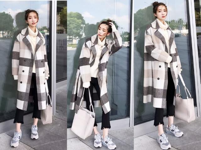 休闲咖色格子大衣怎么搭配裤子,格子大衣搭配什么样的围巾好看