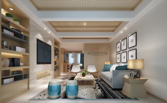 云岩简单中式别墅装修实景案例,紫金装修风格效果图