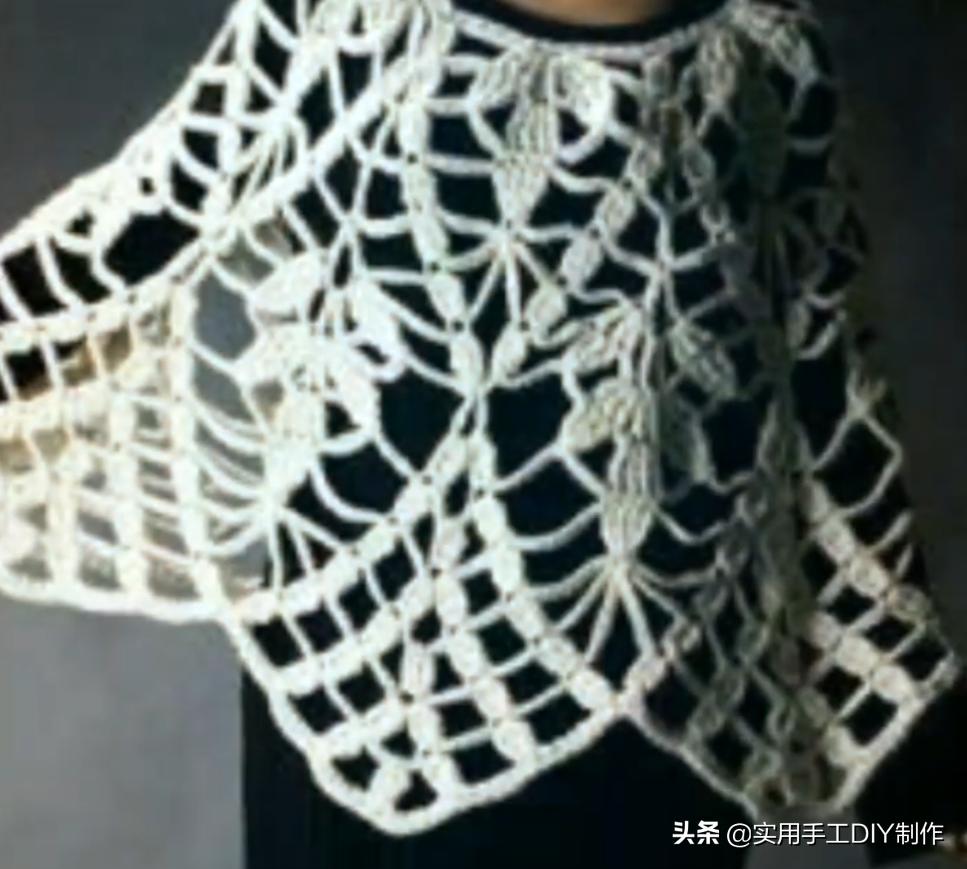 彩色蕾丝钩织披肩拼接花,晓夏手工钩编扇形花披肩