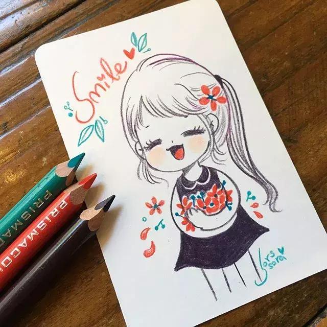 彩铅画古风人物简笔画,彩铅荷花简笔画几分钟就能学会