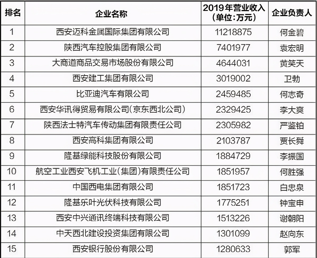西安最强企业,西安第一大企业