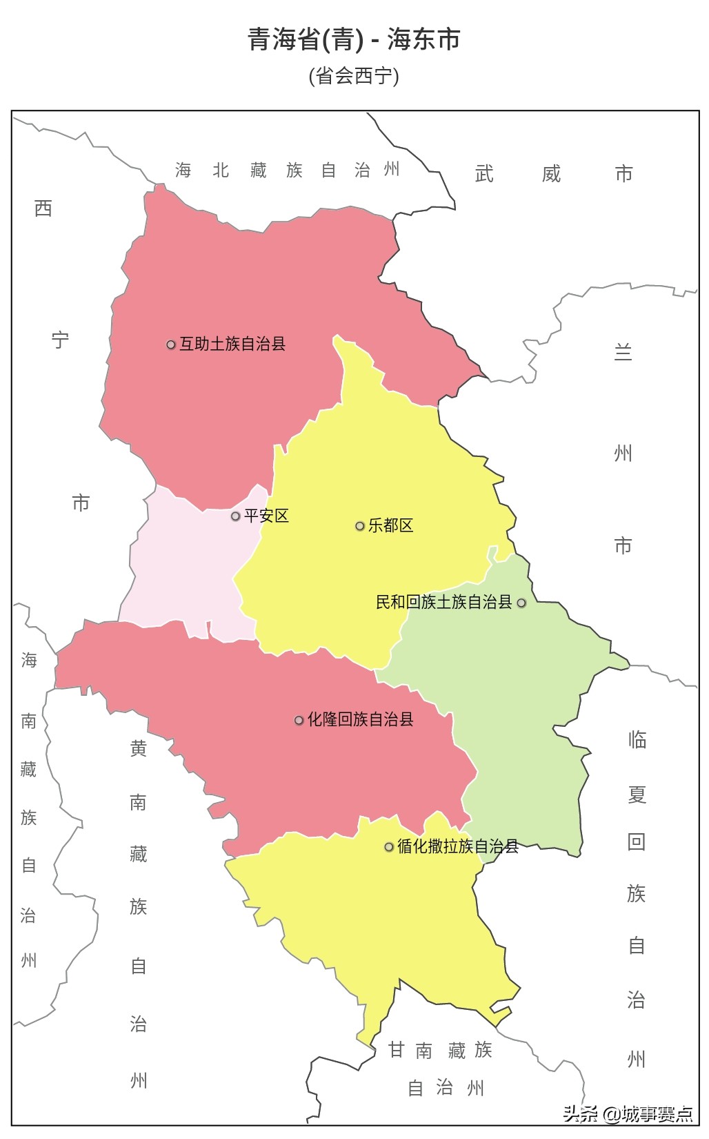 完整版青海省行政区划图，下辖行政单位个个面积广阔，有的堪比省