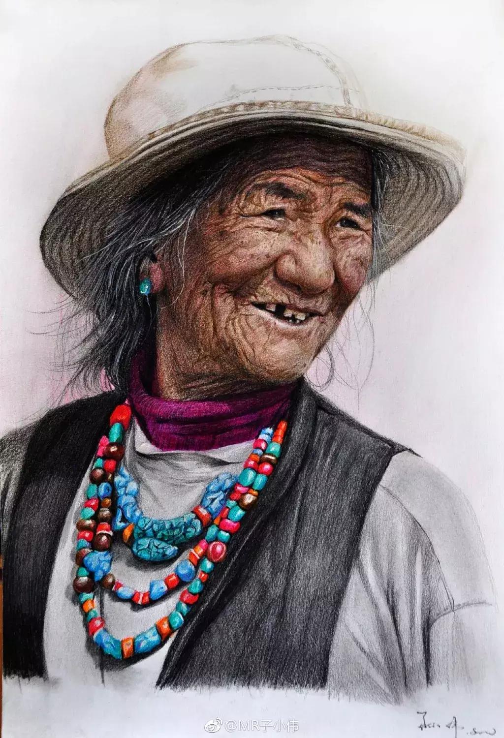 写实彩铅画,超好看素描画迪丽热巴