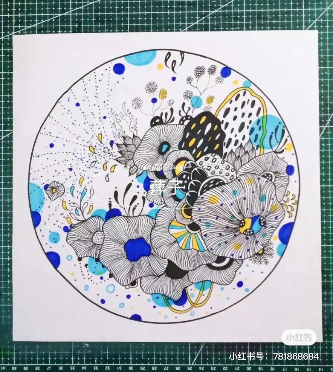 花卉简单线描创意画,花草线描画装饰