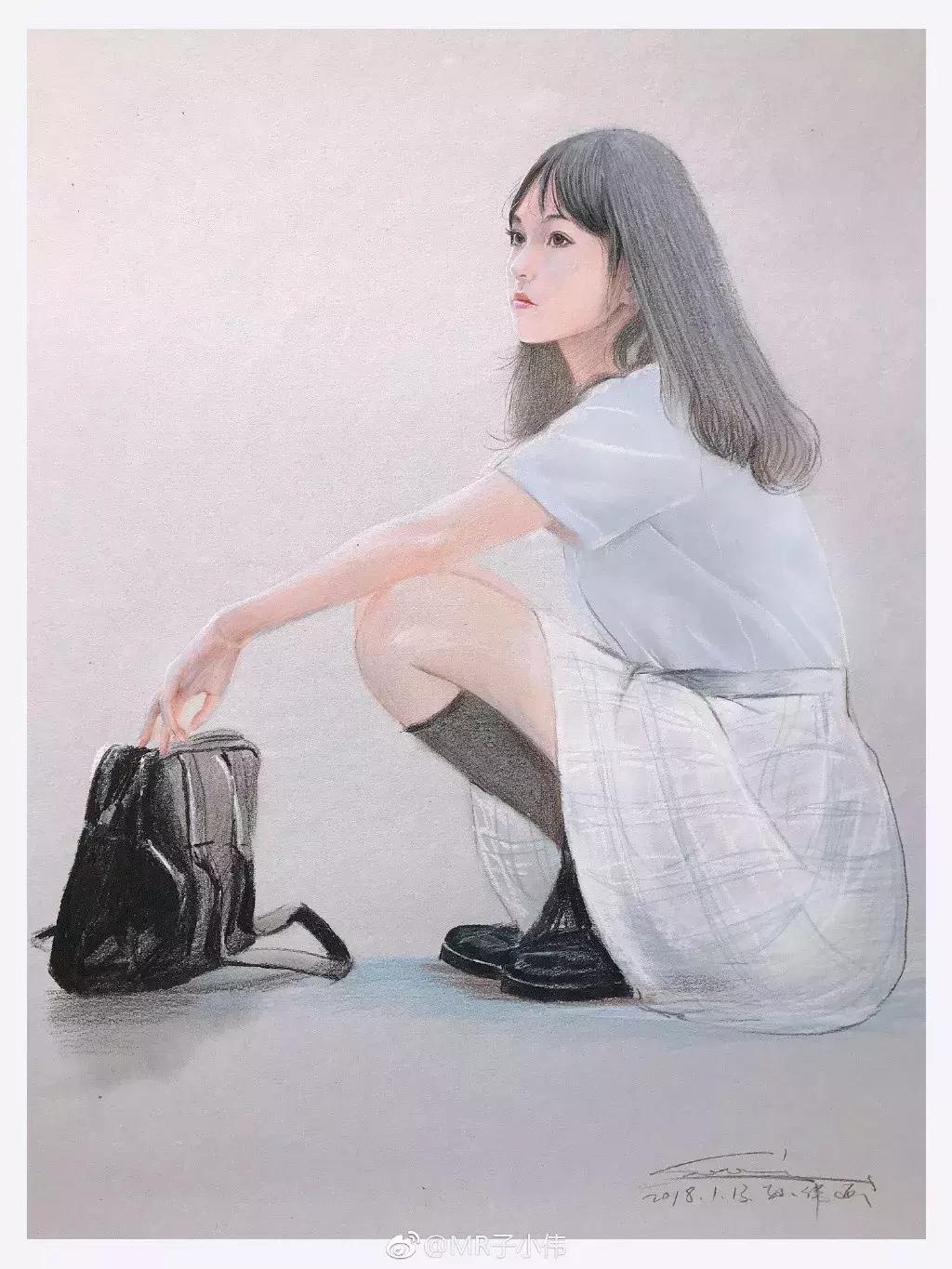 写实彩铅画,超好看素描画迪丽热巴