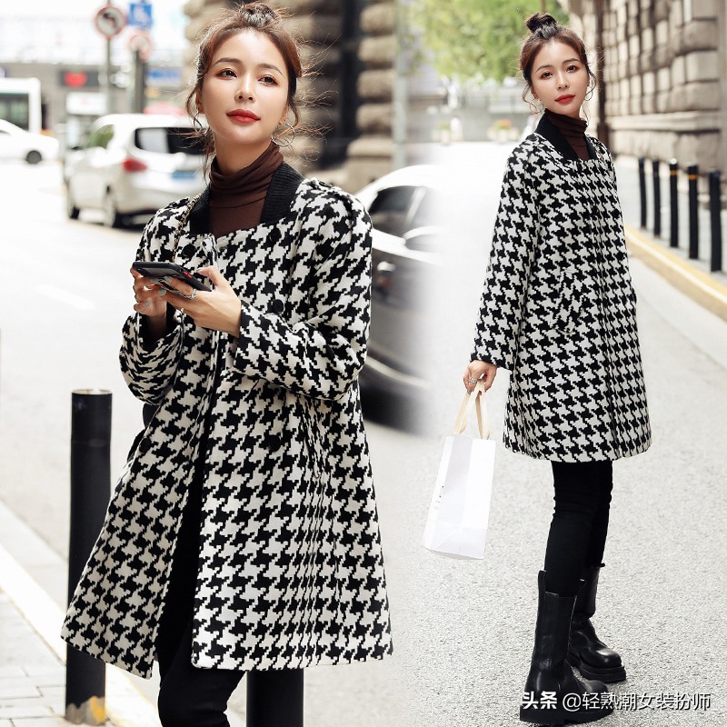 2022新款百搭显瘦格子大衣,新款格子大衣时髦又洋气