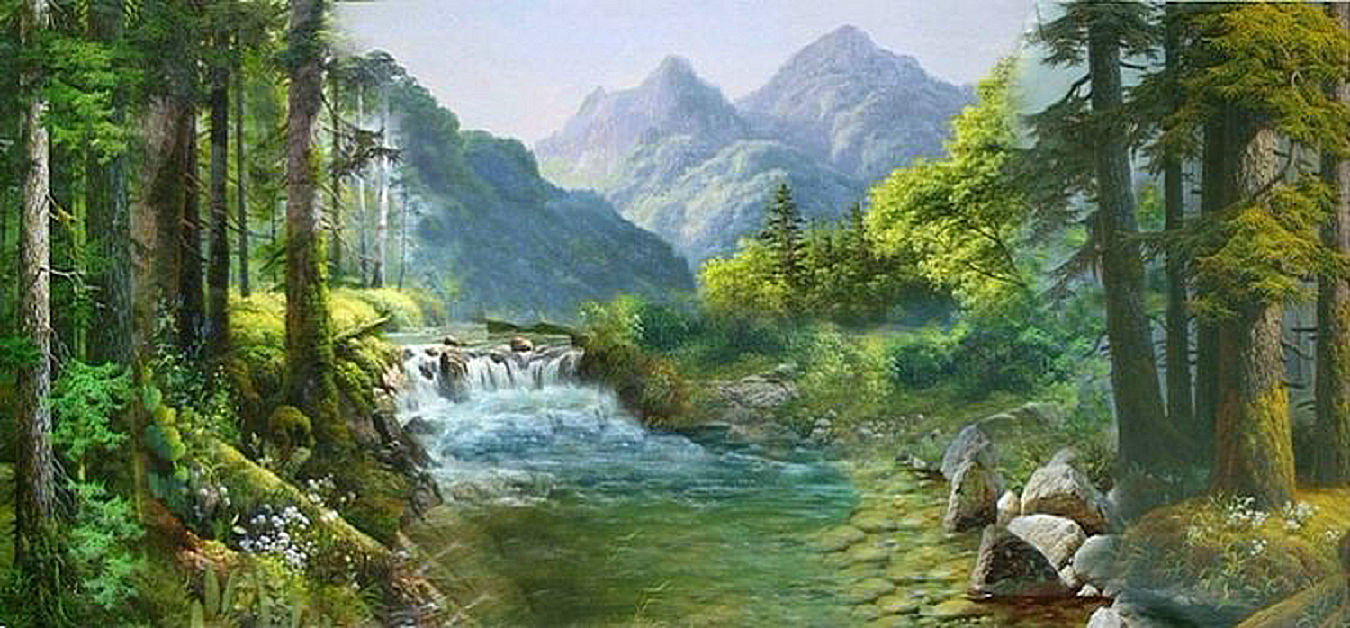 最新朝鲜风景油画图文,朝鲜大型山水风景油画图片集