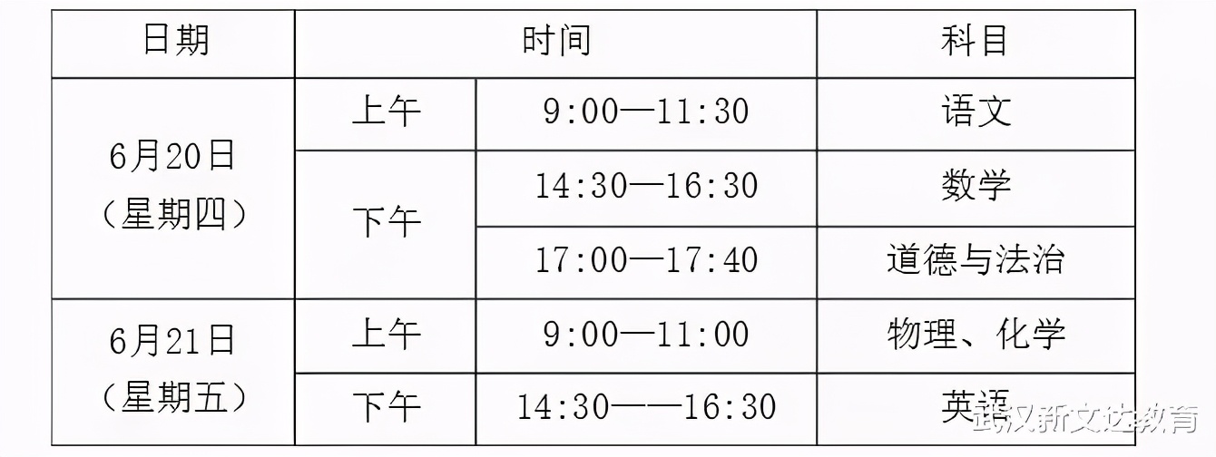 2021武汉中考说明,2021武汉中考具体时间