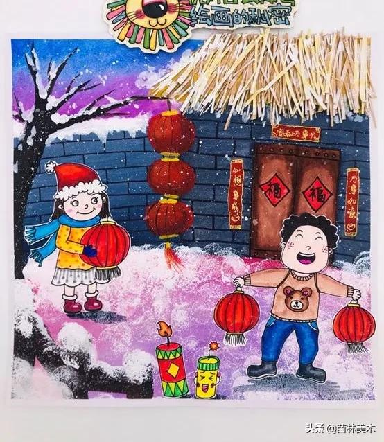 以春节为主题的儿童画简笔画,2022年元旦和春节主题儿童画素材