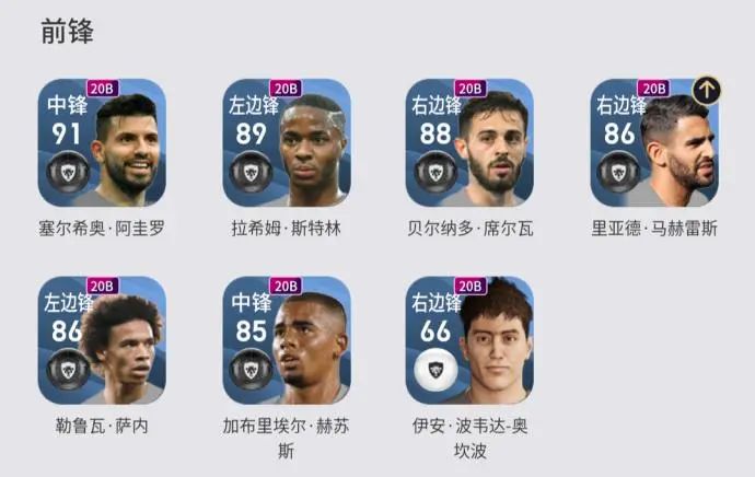 曼城队套核心卡,新手曼城队套