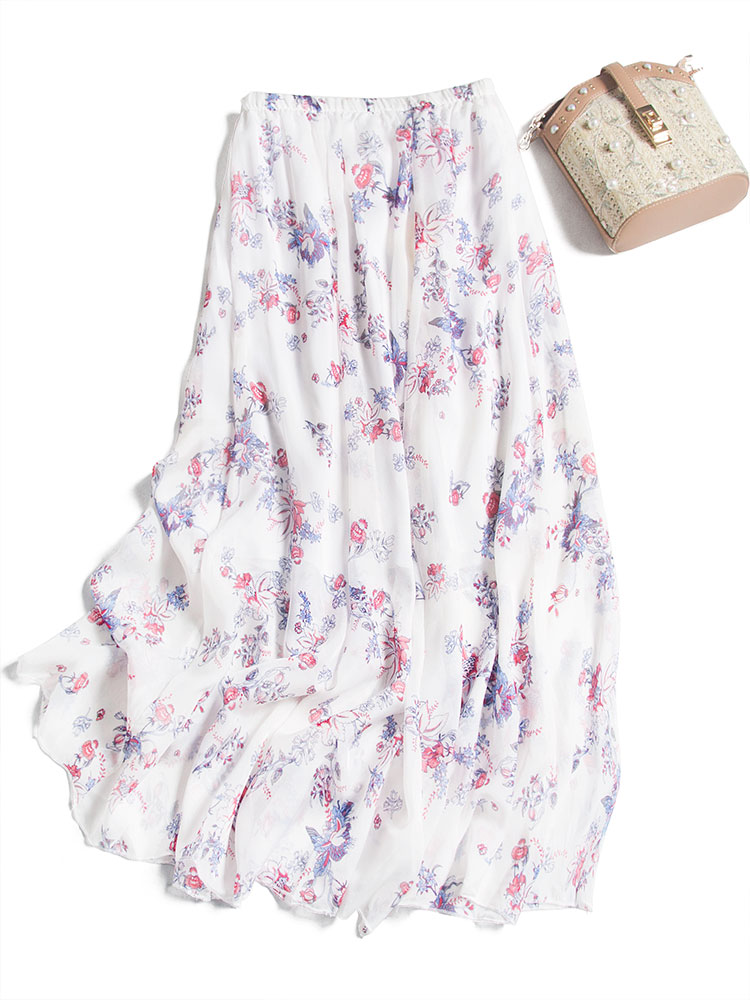 三伏天太热,紧身裤再美也别穿,瞧这半身裙+雪纺衫,又美又仙