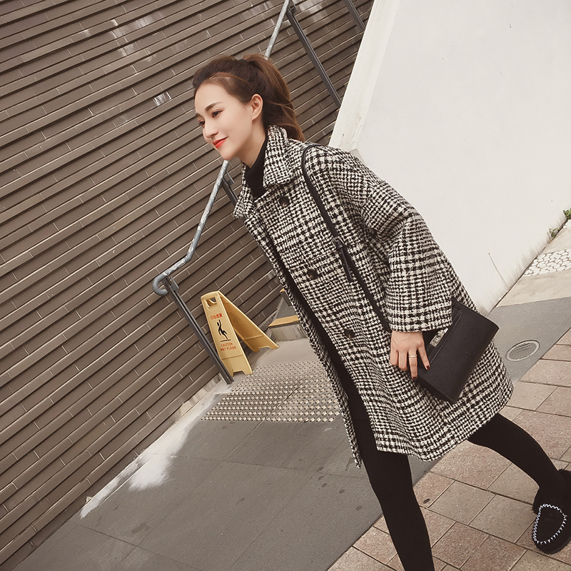 韩系中长款外套穿搭,冬季小香风毛呢外套