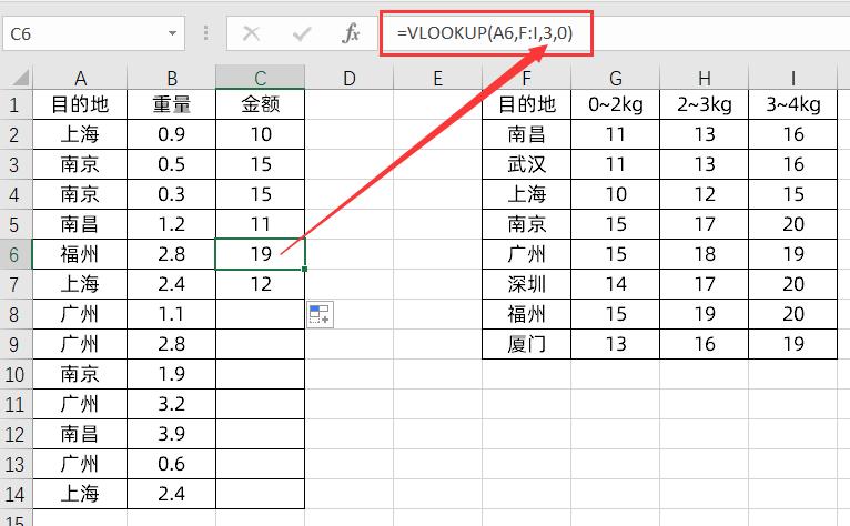 万能的vlookup函数，解决物流运输计费问题
