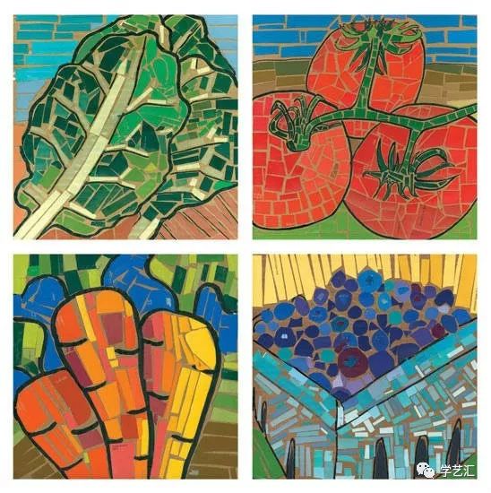 瓷砖拼贴马赛克效果图片大全,卡纸马赛克拼贴梵高向日葵画教程