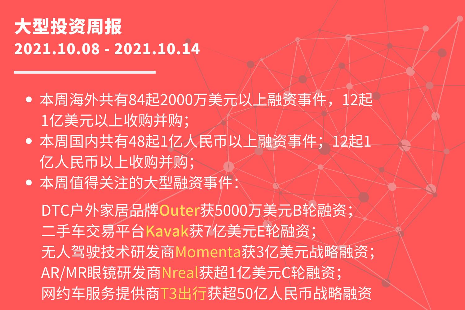 大型投资周报：DTC户外家居品牌Outer获5000万美元B轮融资