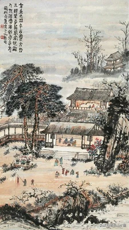 钱松嵒山水画之塞外风情,钱松岩山水画临摹视频