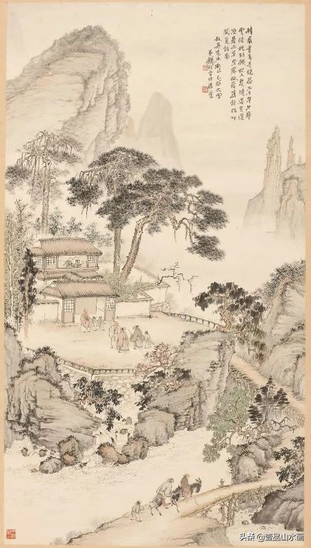 钱松嵒山水画之塞外风情,钱松岩山水画临摹视频