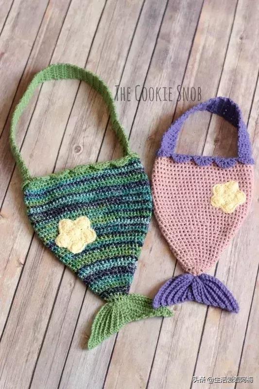 钩针美人鱼包包玩偶图解,美人鱼包包头部钩针教程